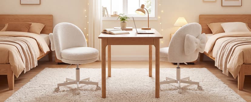 GTPLAYER Velvet Tall Office Chair with Wheels Vanity Chairs with Back, Versatile Height Use: Office to Bar Stools Small Ergonomic Comfy Armlees Computer Desk Chair with Bow Lumbar Pillow for Gift