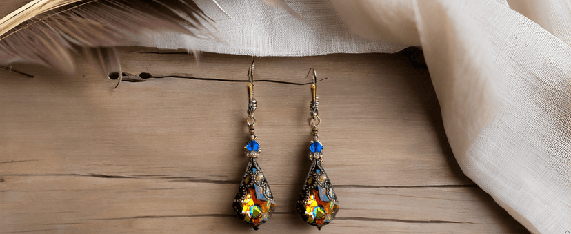 HisJewelsCreations Antique Inspired Vintage Victorian Dangle Drop Earrings for Women - Colored Austrian Crystal Leverback Earrings - Jewelry Gift for Her