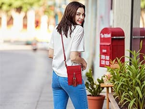 Vintage Tassel Purse: soft leather, fits a large phone, cards & keys —gifts for teen girls, birthday & Christmas seOSTO Small Crossbody Bags for Women, Tassel Purse, Gifts for Teen Girls B073QMXQLW