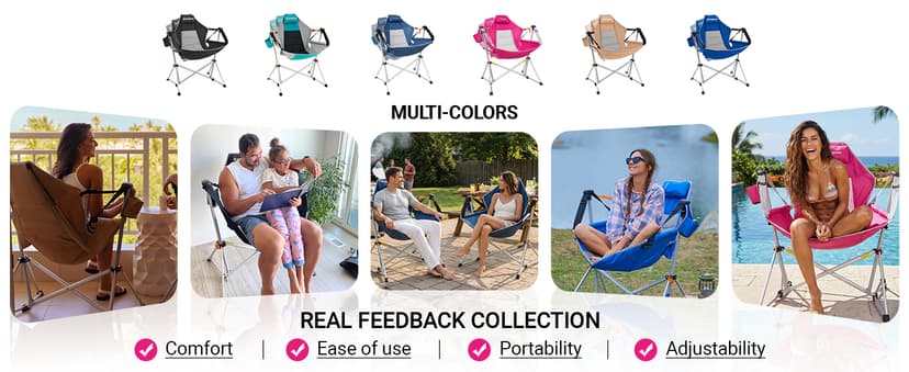 KingCamp Hammock Camping Chair, Swinging Portable Camp Chairs for Adults, 400lbs Heavy Duty Oversized Folding Rocking Chair with Adjustable Recline, Aluminum Alloy Frame for Outdoor Patio Beach Sport