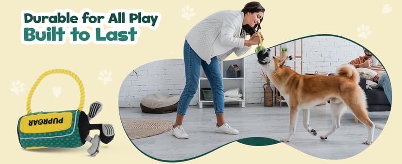 PUPROAR Golf Dog Toy, Dog Birthday Gift, Funny Squeaky Plush Rope Golf Bag Toy for Small, Medium & Large Breeds B0D9PDDT2D