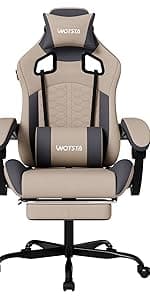 Gaming Chair with Massage,Ergonomic PC Gaming Chair with Footrest Comfortable Headrest and Lumbar Support, High Back, 300LBS (Grey)