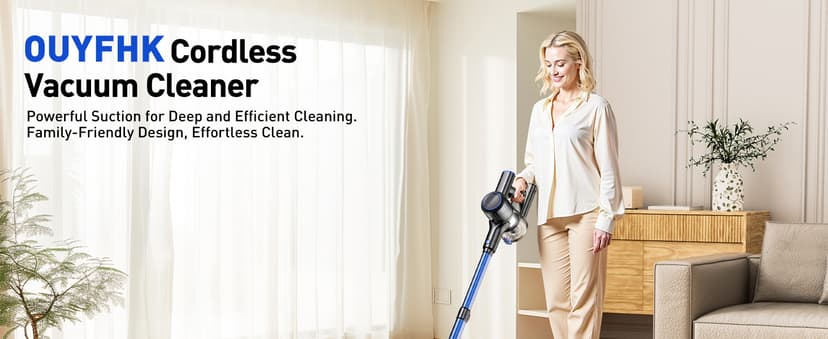 Cordless Vacuum Cleaner, 45KPA 8 in 1 Lightweight Vacuum Cleaners for Home, 50Mins Anti-Tangle Stick Vacuum, LED Display, Rechargeable Vacuum for Pet Hair/Carpet/Floor (Blue)