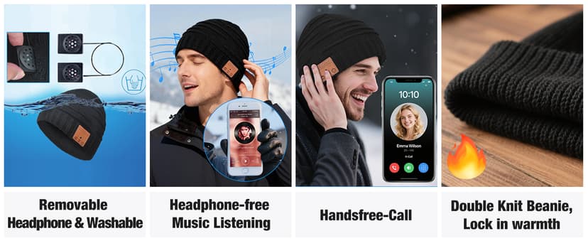 Bluetooth Beanie Hat,Unique Christmas Tech Gifts for Boyfriend Husband Him Men Women Teen Boys Girls Teenage Coworker Stocking Stuffers Secret Santa Best Friend Birthday Gifts B07FVK8KWW