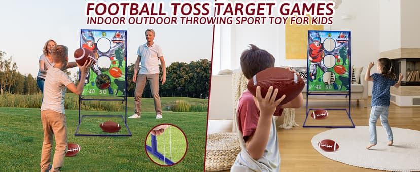Football Toss Game with 4 Inflatable Balls, Football Throwing Target Games for Boys 8-12, Sports and Outdoors Toys for Kids Ages 3+