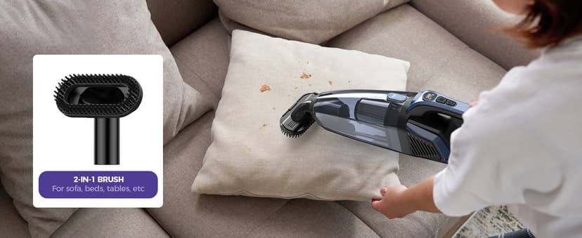 Pet Hair Handheld Vacuum Cordless: 20000PA High Power Car Vacuum with Motorized Brush and LED Light, Rechargeable Hand Held Vacuum Cleaner with Reusable Filter for Car, Home, Office & Pet, Blue