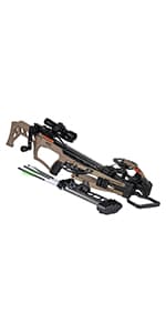 Xpedition Archery Xpedite 420 Crossbow with Rope and Crank Cocking Device, Compound Crossbow Package with Illuminated 4X32 Scope, 420 Feet Per Second