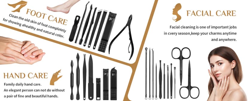 Manicure Set Professional Nail Clipper Kit-26 Pieces Stainless Steel Manicure Kit,nail Care Tools with Luxurious Travel Case