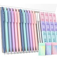 Four Candies Cute Mechanical Pencil Set, 6PCS Pastel Mechanical Pencils 0.5 mm & 0.7mm & 0.9mm with 360PCS Leads, 3PCS Erasers and 9PCS Eraser Refills, Aesthetic Pencils for Girls Writing, Art Drawing