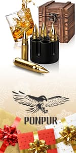 PONPUR Gifts for Men Dad Christmas, Whiskey Decanter Globe Set with 2 Ball Stones & 2 Glasses, Anniversary Birthday Gifts for Him Husband Boyfriend Brother, Cool Stuff Gift for Bourbon Scotch