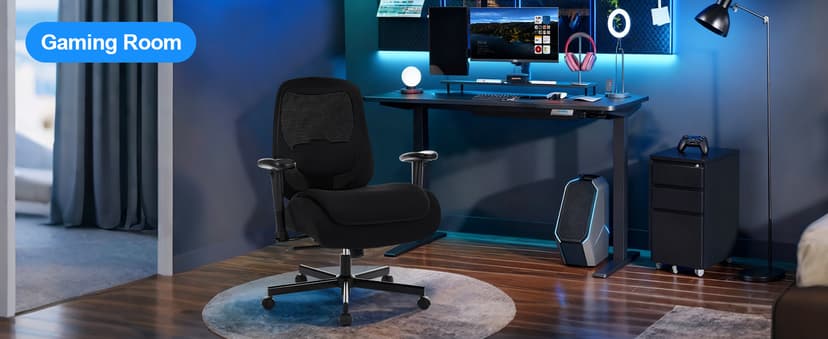 BOSMILLER Big and Tall Office Chair with Wide Thick Seat Cushion for Heavy People,700lbs Ergonomic Mesh Desk Chair with Adjustable Lumbar Support and Armrests for Adults Sitting All Day