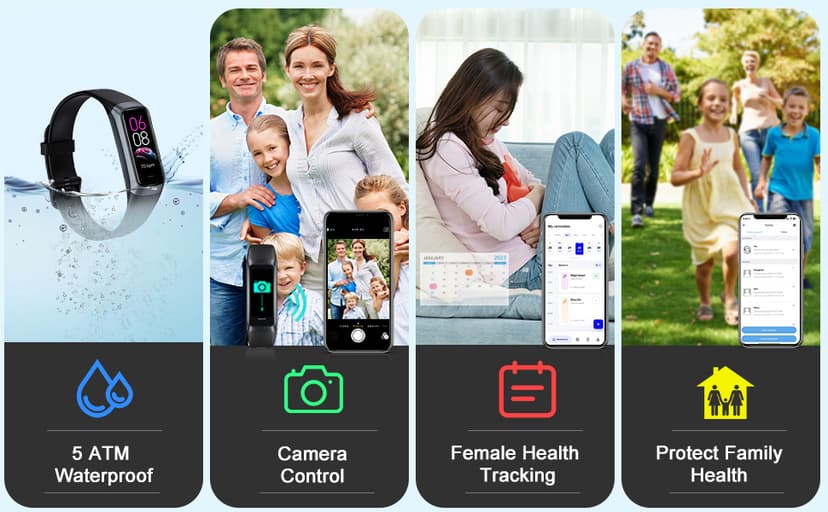 Fitness Tracker with 24/7Heart Rate, Blood Pressure, Sleep Tracking, Calorie, Activity Tracker with 1.1" AMOLED Color Screen, Waterproof Step Tracker for Android iPhones Women Men