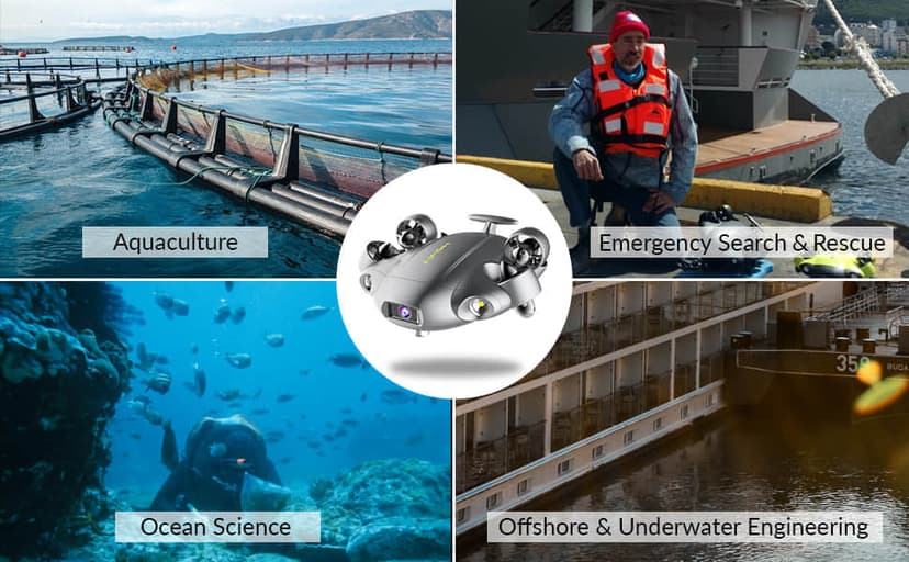FIFISH QYSEA V6 Expert M100 with 6 Hours Working Time, AI Vision Lock Underwater Drone, QYSEA Underwater Robot with EPP Case, Q-Interface, Portable ROV with 4K Camera, 330ft Dive