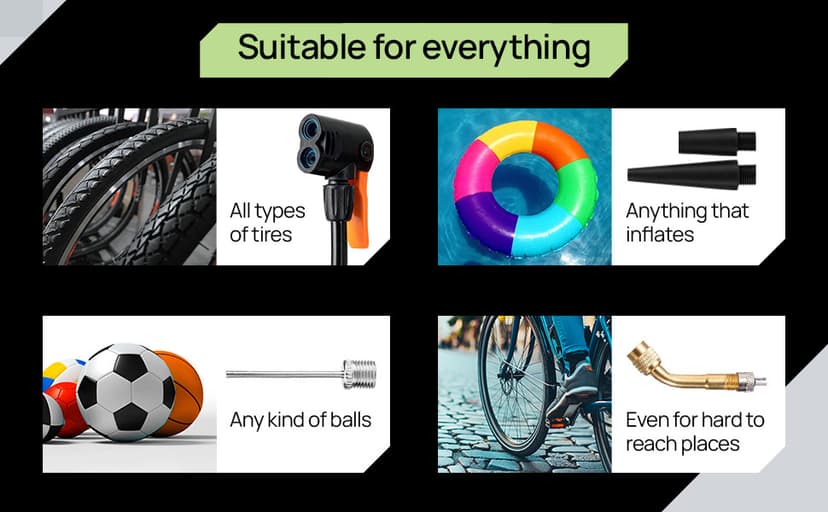 Bike Pump Floor, Advanced Bike Tire Inflator, Bicycle Hand Air Pump with Dual Presta and Schrader Valves, Handheld Pump, Suitable for Road and Mountain Bikes, Baby Stroller, Balls