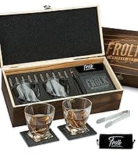Gifts for Him - Men Dad Husband - 4 XL Stainless Steel Whisky Ice Balls, Special Tongs & Freezer Pouch in Luxury Gift Box for Whiskey Lovers!