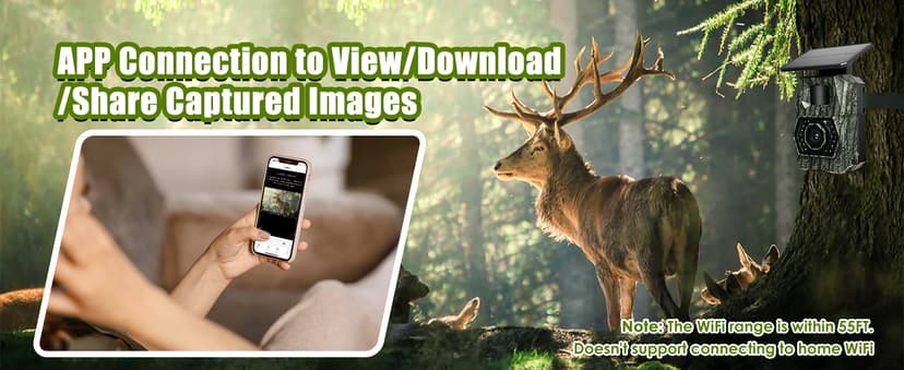 MAXDONE Solar Trail Camera WiFi Bluetooth - 48MP 30fps Game Camera with 5200mAh Rechargeable Battery, 0.1s Trigger Speed Motion Activated Trail Cam IP66 with 32GB TF Card for Wildlife Monitoring