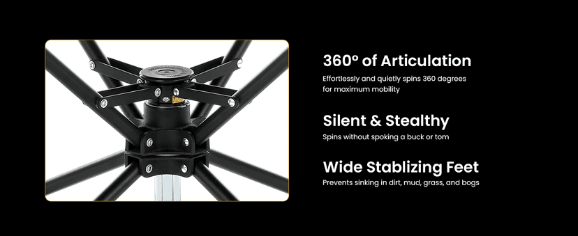 ARROWHEAD OUTDOOR 360° Degree Swivel Hunting Chair Stool Seat, Perfect for Blinds, No Sink Feet, Supports up to 450lbs, Carrying Case, Steel Frame, Fishing, High-Grade 600D Canvas