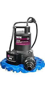 WAYNE WAPC250-1/4 HP Reinforced Thermoplastic Pool Cover Pump - Up to 3,000 Gallons Per Hour - Automatic On/Off Water Removal Pool Cover Pump