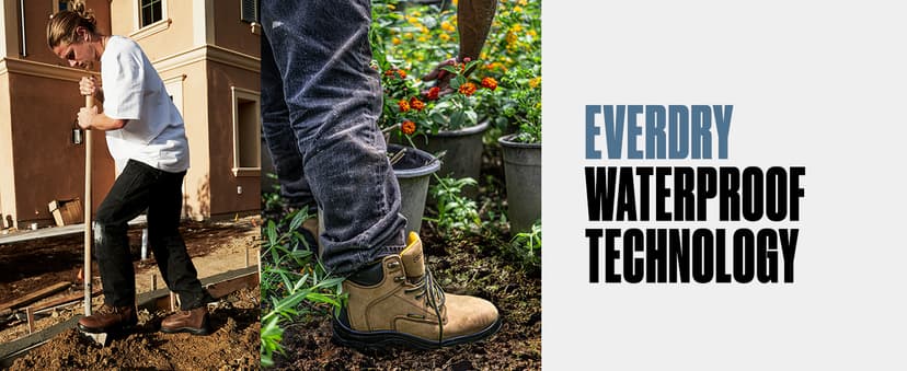 EVER BOOTS EVERBOOTS ULTRA DRY Men's Waterproof Hiking Work Boots, Lightweight Ultility Leather Shoes, Water Proof Tactical Military Outdoor Ankle Mens Boot for Construction, Roofing, Hunting, Winter Trails