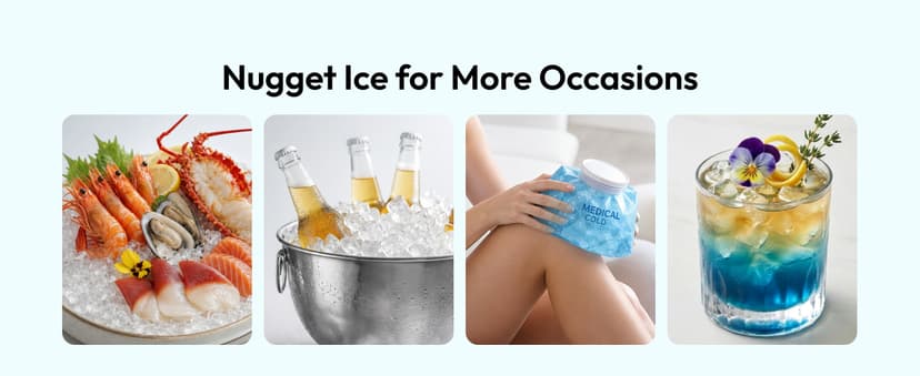 EUHOMY Nugget Ice Maker Countertop with Handle, Ready in 4 Mins, Max 40lbs/24H, Chewable Ice, Self-Cleaning, Portable Sonic Ice Maker with Basket and Scoop, for Home/Party/RV/Camping (Black)
