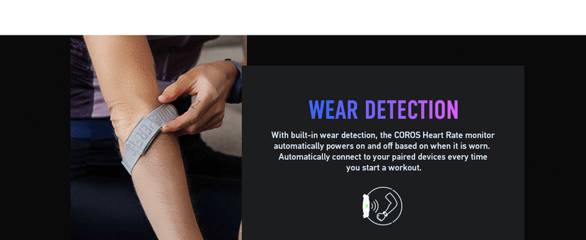 COROS Heart Rate Monitor, Comfort, Easy to wear, Auto-wear Detection, Advanced Sensor, Precise Data, Bluetooth, 38 Hours Battery Life, Connects up to 3 Devices at Once