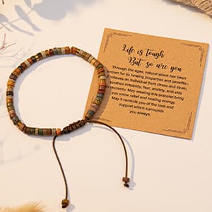 Inspirational Gifts Bracelets for Women Healing Natural Stone Bracelets - Get Well Soon Gifts for Women Best Friends Sister Girls - Life is Tough But So are You Bracelet