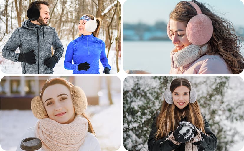 Premillow Ear muffs for Women Winter, Faux Fur Earmuffs, Cute Foldable Fluffy Ear Warmers, Soft Warm Ears Covers for Women
