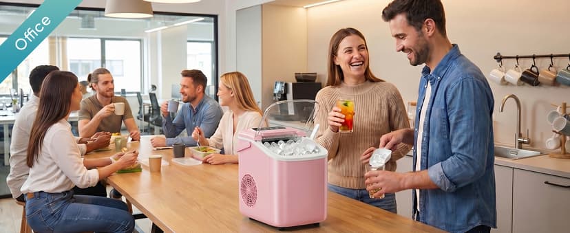 DUMOS Ice Maker Countertop, Ice Machine with Portable Handle, Basket and Scoop, 26lbs Daily, 9 Bullet Cubes in 6~8 Mins, Auto-Cleaning for Home, Kitchen, Office, Outdoors, RV Camping