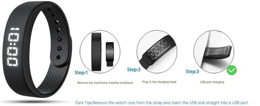 Gosasa Lightweight LED Digital Sport Watch Waterproof Fitness Tracker with Calorie Counter, Pedometer, Vibrating Alarm, USB Rechargeable Silicone Wristband for Men Women (Black)