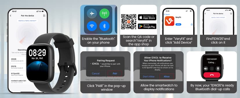 Smart Watch with Alexa Built-in, 1.83" HD Touchscreen Fitness Tracker with Bluetooth Calling, Fitness Watch with Heart Rate/Sleep Monitor, 120+ Sports Modes, IP68 Waterproof Smartwatch for Android iOS