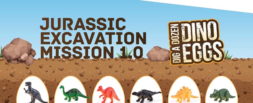 Dan&Darci Dig a Dozen Dino Egg Kit for Kids - Dinosaur Toys Gift 3-12 Year Old - 12 Eggs & Surprise Dinosaurs - Basket Stuffers - Science STEM Activities - Boy Toy Party Gifts for Boys & Girls