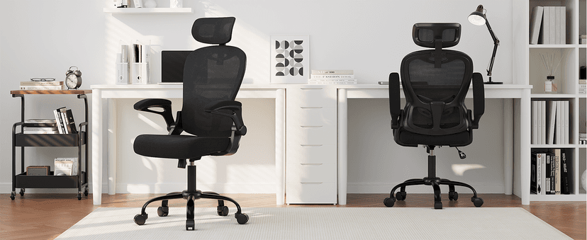 Office Chair Ergonomic Desk Chair, 330LBS Capacity, High Back Computer Chair with Lumbar Support, Flip-up Armrests Swivel Task Chairs for Long Hours Work