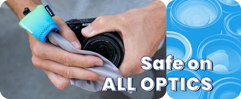 SPUDZ Classic Microfiber Lens Cleaner – Clip-On Pouch, Washable – for Binoculars, Scopes, Glasses, Screens | Black, 6 x 6 Inch