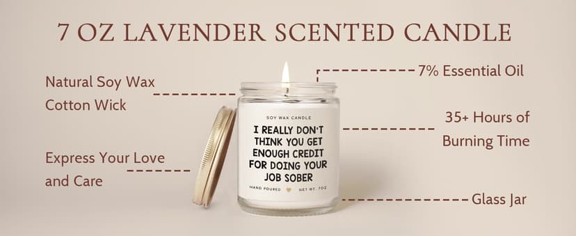Birthday, Leaving Farewell Gifts for Coworkers, Work Bestie, Manager - Handmade Lavender Scent Natural Soy Wax Candle 7oz SteadStyle Bosses Day Gifts for Women Men, Best Boss Gifts for Boss Lady B0FDB3T8TS