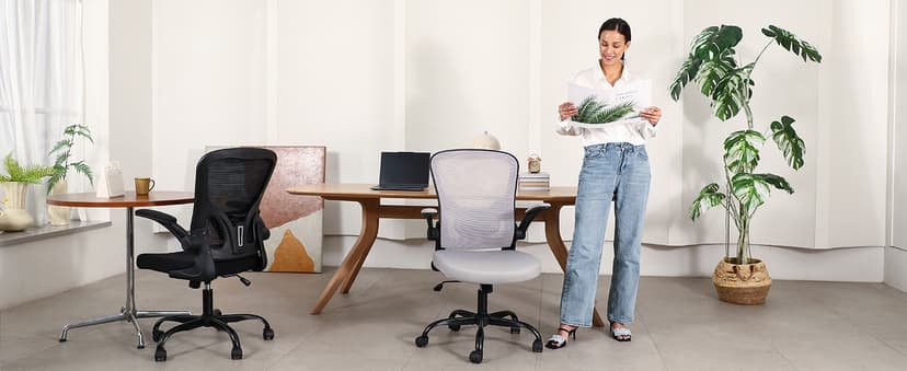 Office Chair, Ergonomic Desk Chairs 330LBS Capacity High Back Mesh Computer Chair with Flip-up Armrests, Comfy Work Chair with Adjustable Lumbar Support, Rolling Chair