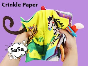 Crinkle Cloth Book Toy for Baby 0-3-6-12-18 Months, Early Development Stroller Soft Toy, Newborn Shower Gift for Boy Girl beiens Baby Books Toys, Tummy Time Touch and Feel Sensory Toys for Infant B07TXYC6WD
