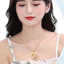 AliveRose Real Rose Gold Dipped Necklace Gifts for Women, 24K Gold Dipped Rose Pendant Necklace Jewelry Mothers Day Anniversaries Birthday Christmas Special Occasions Gifts for Her Mom Wife