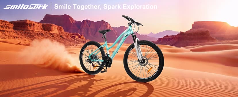 24/26 Inch Mountain Bike for Women & Girls, Twist Shifter, Dual Disc Brakes, Lockout Fork, 2.35" All Terrain Tires, Low Step Steel Frame, 85% Pre-Assembled