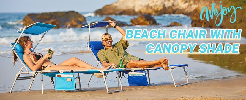 #WEJO 4-in-1 Tanning Chair with Face Hole and Side Table - 5-Position Face Down Folding Chaise Lounge with Canopy Shade & Cup Holder - Portable Heavy Duty Tanning Bed for Beach, Pool, Patio (Khaki)