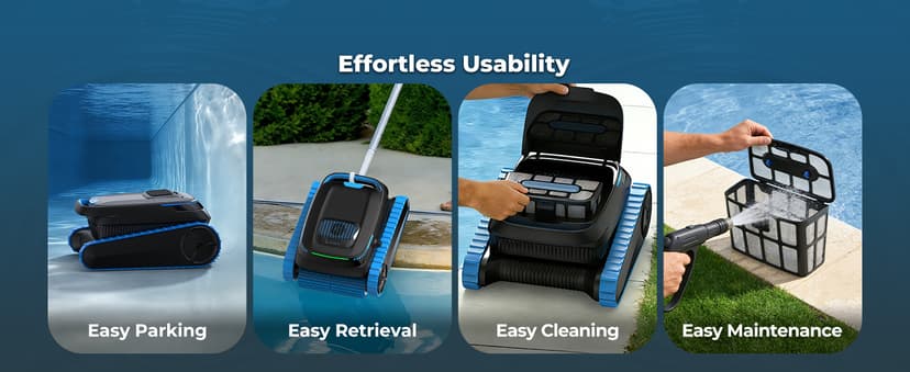 Cordless Robotic Pool Cleaner, 5,000 GPH with 150μm Filter, Floor/Wall/Waterline Cleaning, Smart Zigzag Navigation, 5,200mAh Battery, App-Controlled Presets for Inground & Above Ground Pools