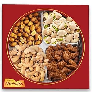 Nuts gift Basket of Cravings Gourmet Nuts Collection, Premium Mixed Nut Gift Box, 4 Sectional.