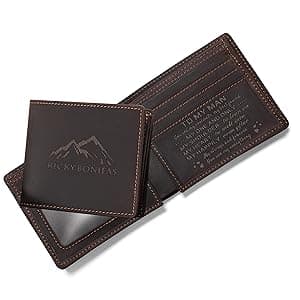 Personalized Engraved Leather Wallet for Dad Son Husband Boyfriend - Perfect for Christmas Anniversary Birthday Fathers Day Valentines Graduation Wedding - Custom Love Message Bifold Wallets for Men