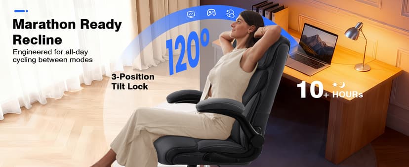 AreShark Office Chair - Executive High Back Breathable Comfy Desk Chair with Lumbar Support - Ergonomic Leather Rolling Swivel Computer Chair with Rock Function for Working Studying Gaming Relaxing