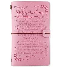 PRSTENLY Sister In Law Gifts Leather Journal, 140 Page Refillable Journal Christmas Graduation Birthday Mothers Day Gifts for Sister In Law