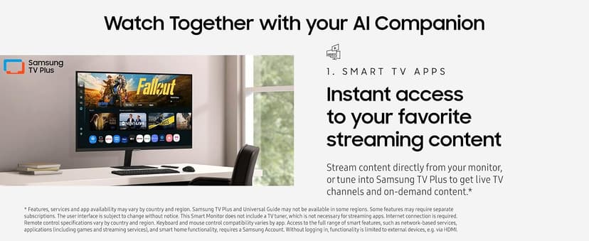 Samsung 32” Smart Monitor M7 (M70F) 4K UHD Display, Samsung Vision AI, Smart TV Apps, Gaming Hub, USB-C, HDMI and USB-A, Black, LS32FM702UNXZA, 2025