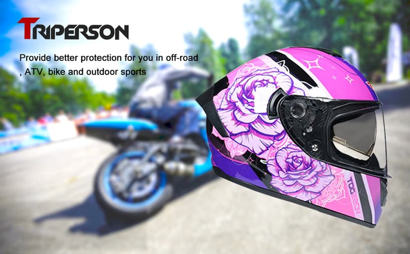 Full Face Motorcycle Helmet DOT Approved Motorbike Moped Street Bike Racing Crash Helmet, Men and Women