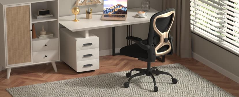 Office Desk Chair with Ergonomic Lumbar Support, Extra-Thick Seat Cushion, Flip-up Arms, Breathable Mesh Back, Computer Task Chair for Home Office