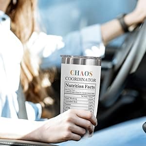 TEEZWONDER Christmas Thank You Gifts For Women - Chaos Coordinator Insulated Coffee Tumbler with Lid 20 oz - Teacher Retirement Appreciation Birthday Gifts for Women Friends Coworkers Boss Employee