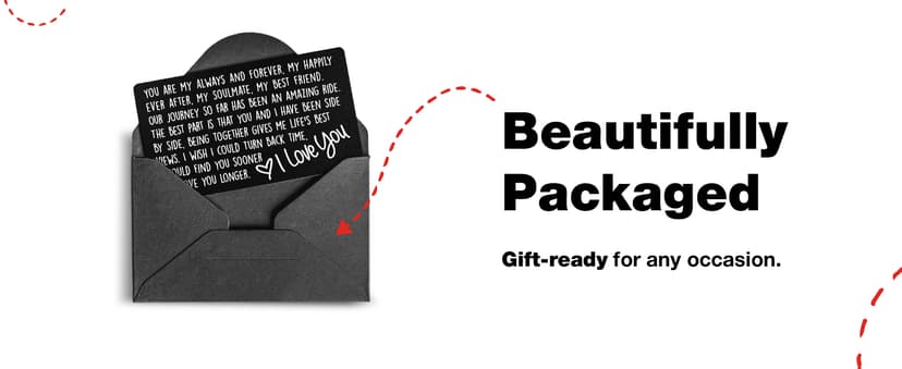 I Love You Card for Wallet – Surprise Gift for Him or Her - Voted Best Love Gift for Men or Women - Engraved, Durable, and Stays in Their Wallet Forever - Black Envelope Included