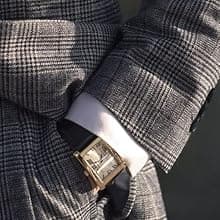 Peugeot Men’s Vintage Tank Shape 14K Gold Plated Wrist Watch with Roman Numeral Dial